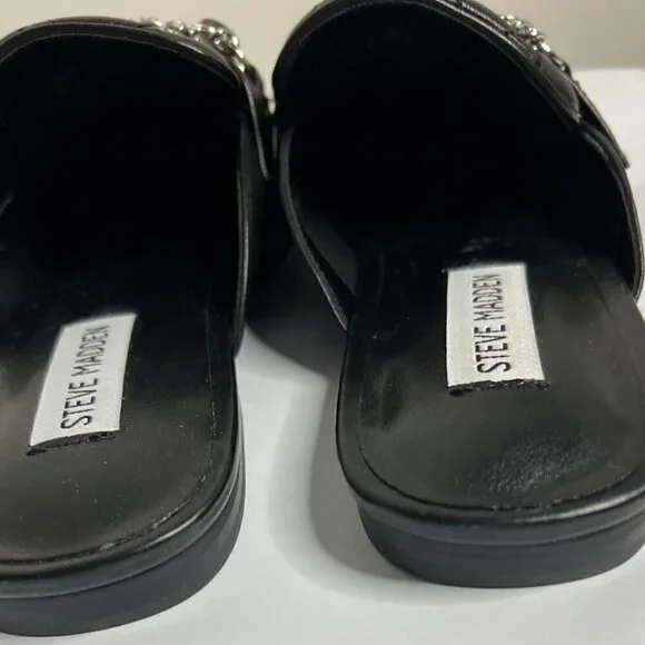 Steve Madden Womens Kalista Leather Quilted Flats - 8 Medium  / Black Leather - Picture 4 of 7